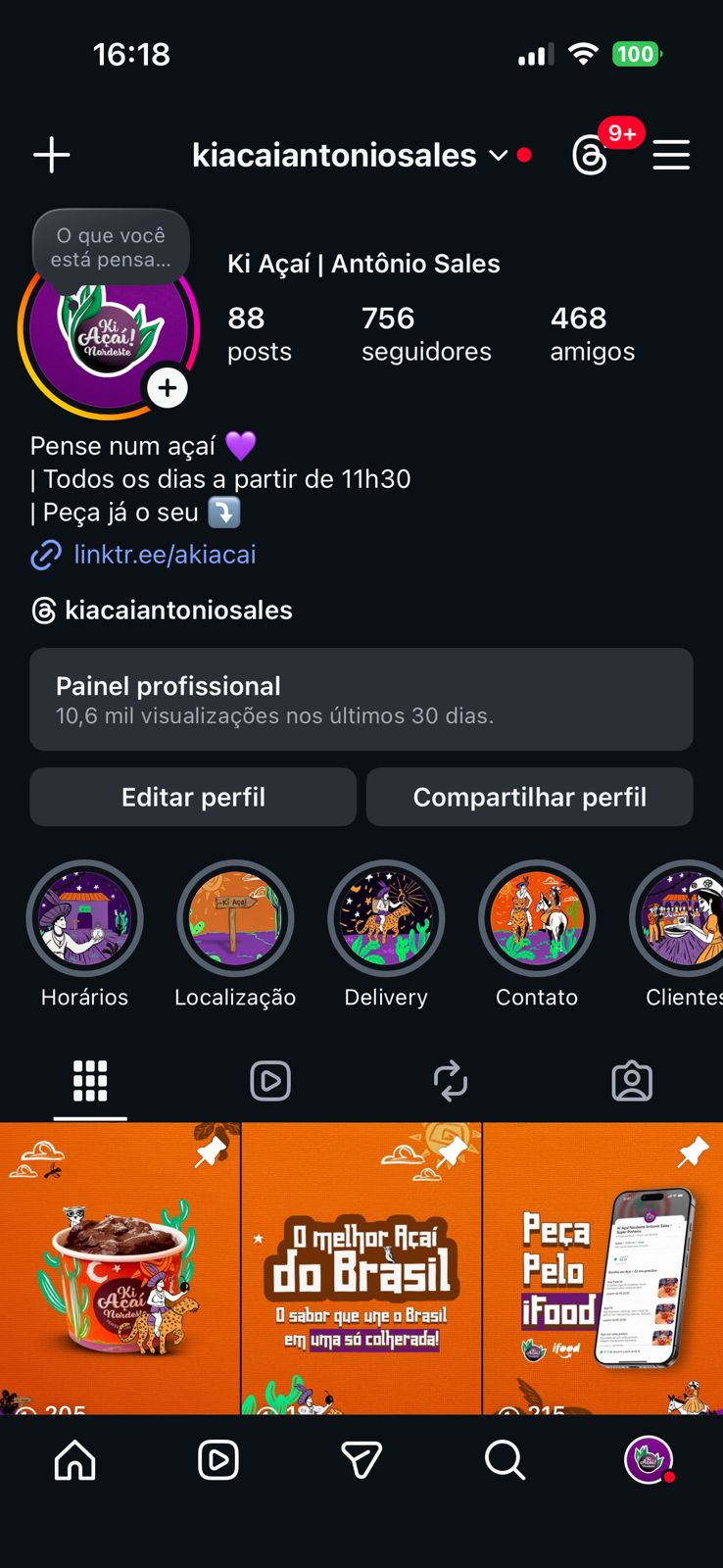 Instagram Ki Açaí Antônio Sales